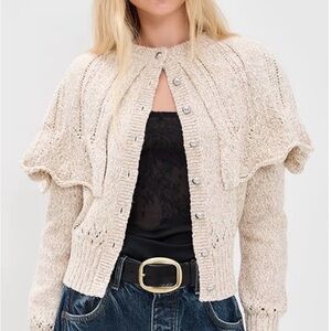 Free People Knit Ruffle Cardigan Sweater - Women S NWT